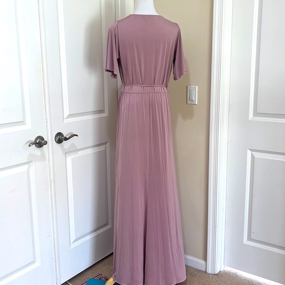 Anthropologie Twobirds Bridesmaid V Neck Maeve Flowy Maxi Wrap Dress Medium - Picture 6 of 9